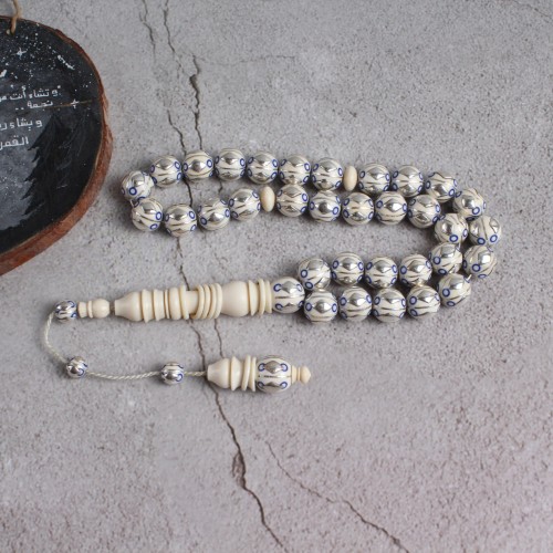 سبحة فاخرة من عاج الفيل والفضة