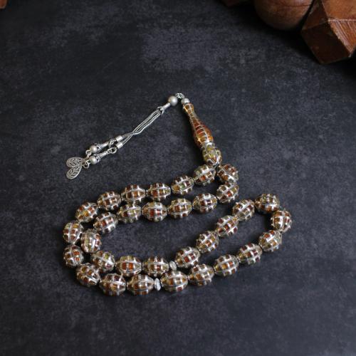 قفص فضة مطعم بالكهرمان الروسي