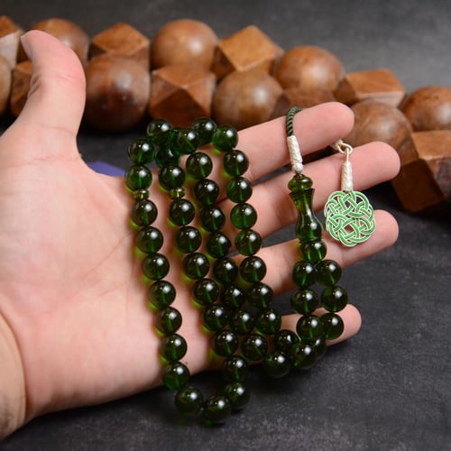 سبحة زعفراني زمردي طرابزونه فضة