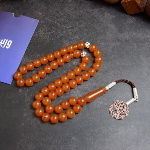 سبحة زعفراني مشمشي طرابزونه فضة