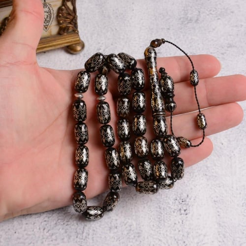 سبحة من ظهر السلحفاة بالفضة