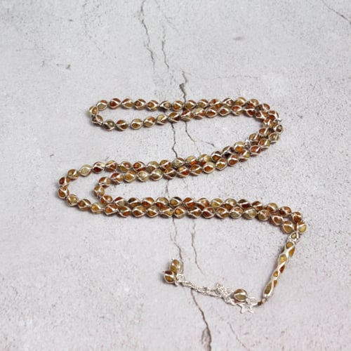 سبحة مميزة قفص فضة مع الكهرمان الروسي