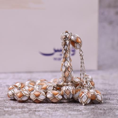 سبحة فضة مطعّمة بالصدف – فخامة استثنائية