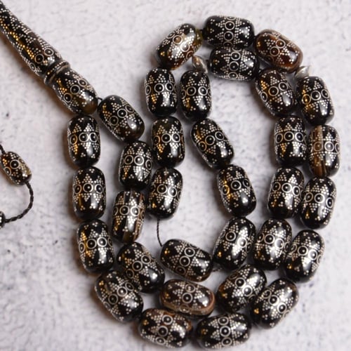 سبحة من ظهر السلحفاة بالفضة