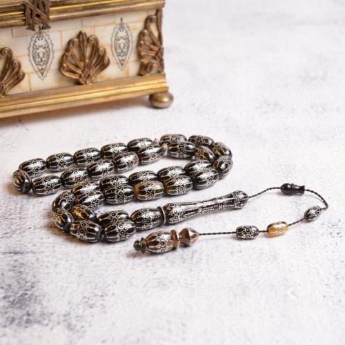 سبحة من ظهر السلحفاة بالفضة