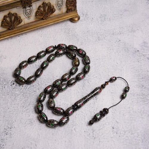 سبحة ظهر سلحفاة زمرد وياقوت