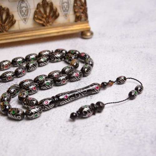 سبحة ظهر سلحفاة زمرد وياقوت