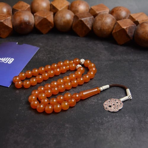 سبحة زعفراني مشمشي طرابزونه فضة