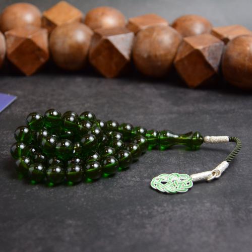 سبحة زعفراني زمردي طرابزونه فضة