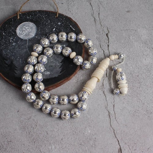 سبحة فاخرة من عاج الفيل والفضة