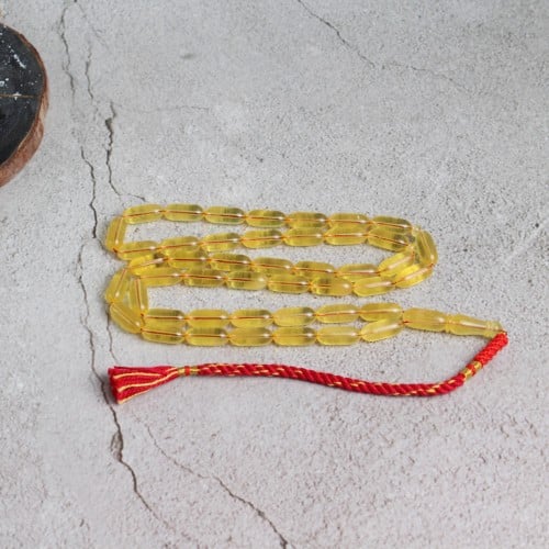 سبحة كهرمان صنوبري شفاف