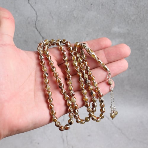 سبحة مميزة قفص فضة مع الكهرمان الروسي