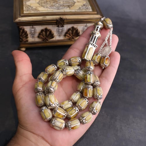 سبحة كهرمان بلطيقي مع فضة 925