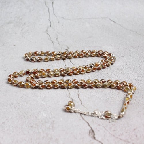 سبحة مميزة قفص فضة مع الكهرمان الروسي