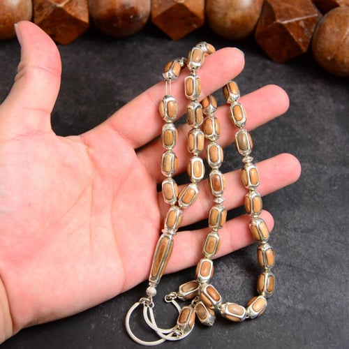 قفص فضة مع ناب الماموث المنقرض