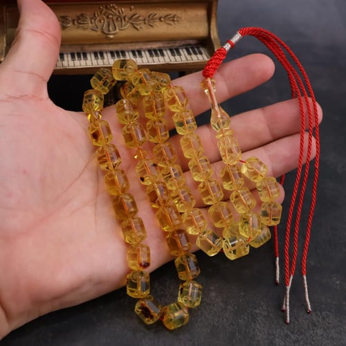 سبحة كهرمان مكسيكي منقوش