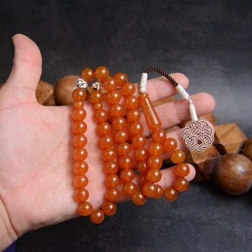 سبحة زعفراني مشمشي طرابزونه فضة