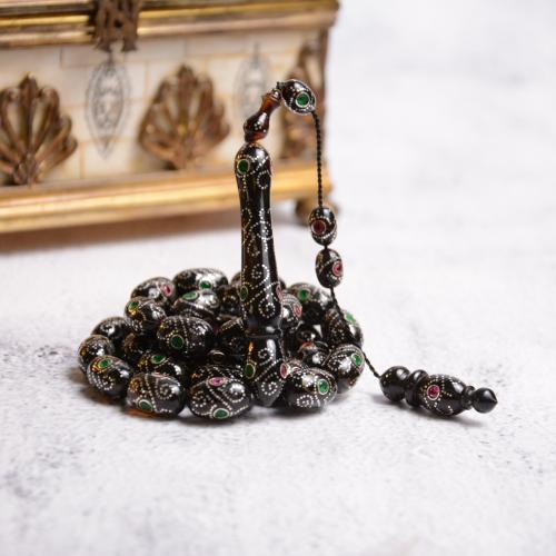 سبحة ظهر سلحفاة زمرد وياقوت