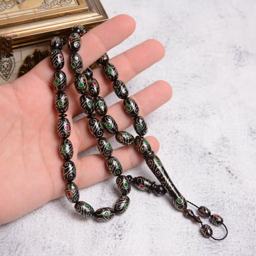 سبحة ظهر سلحفاة زمرد وياقوت