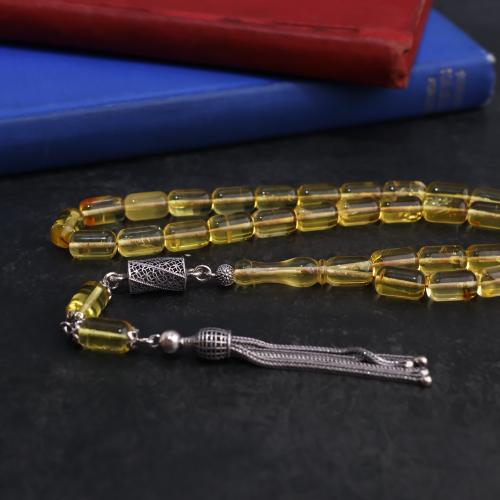 كهرمان طبيعي شفاف كركوشة فضة