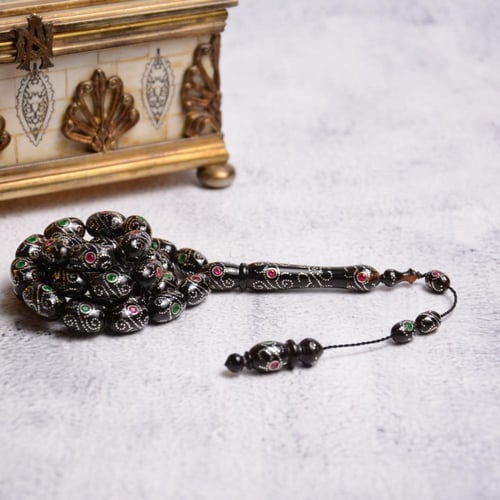 سبحة ظهر سلحفاة زمرد وياقوت