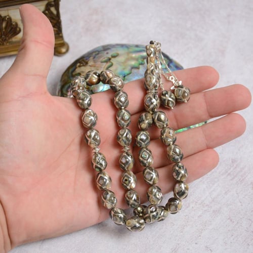 سبحة مميزة قفص فضة مع صدف استرالي