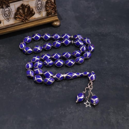 سبحة قفص فضة مع حجر اللازورد