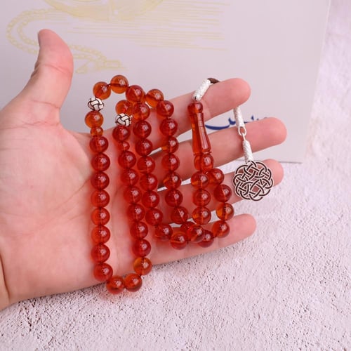 سبحة زعفراني عسلي فاخر