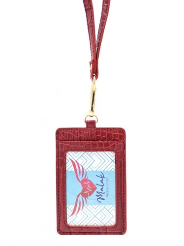 حامل البطاقة على الرقبة من الجلد