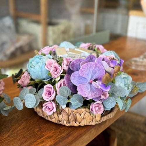 سلة ورد صناعي حجم صغير