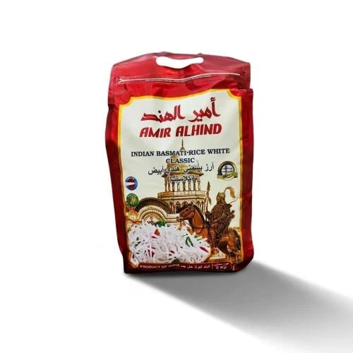 أرز بسمتي أبيض كلاسيك من أمير الهند - 5 كجم | أرز...