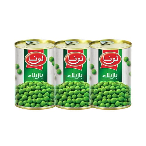 عرض 3 حبات بازيلاء خضراء من لونا 3 * 380 جرام