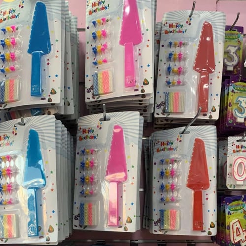 شموع تورته صغيره مع سكين