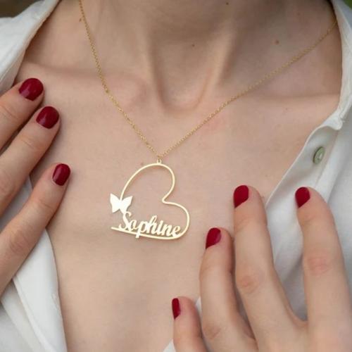 سلسال اسم بتصميم قلب وفراشة