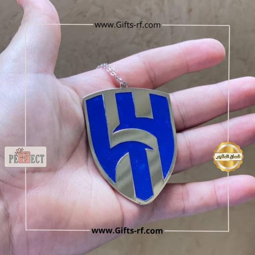 تعليقة سيارة الهلال مع سلسال ازرق زركون