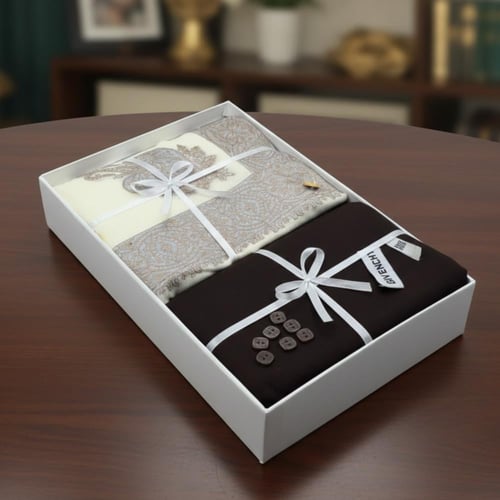 طقم رجالي شتوي فاخر: قماش جيفنشي وشال كشميري