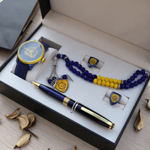 طقم رجالي ساعه وقلم وكبك وسبحة (النصر)