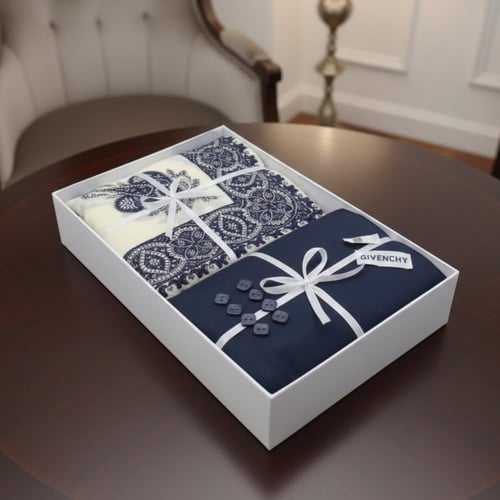 طقم رجالي شتوي فاخر: قماش جيفنشي وشال كشميري