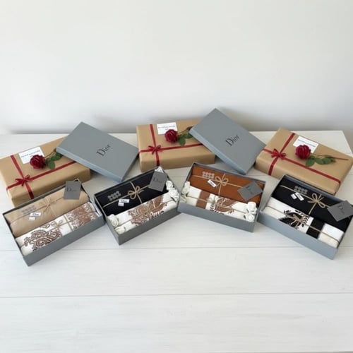 طقم هدايا رجالية شتوية فاخرة - قماش Dior وشال كشمي...