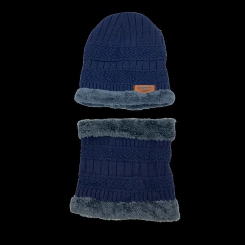 طقم طاقيه وربطة عنق صوف كحلي