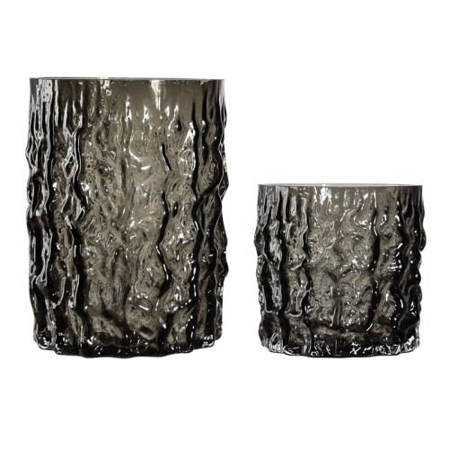 فازة زجاجيه بعنوان الوقت باللون الرمادي