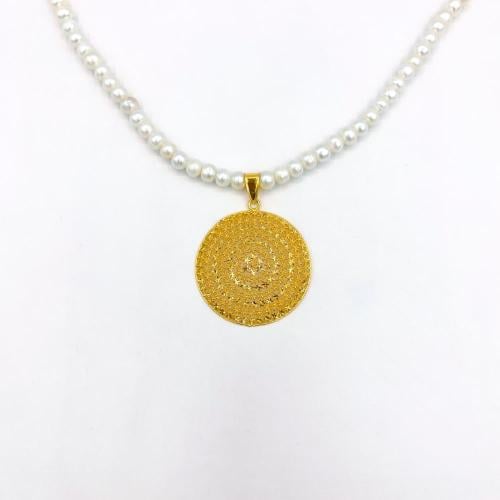 (1127.NE) عقد ذهب عيار 21 مع لولو