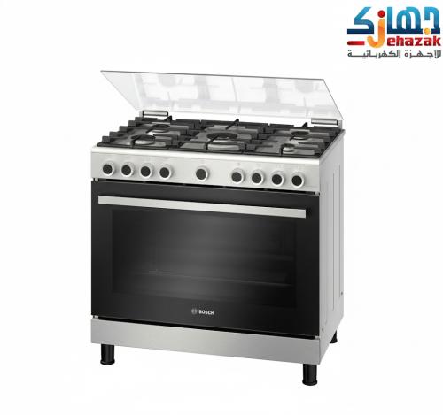 فرن غاز بوش 5 عيون 90 سم اشعال ذاتي شبك عريض استيل...