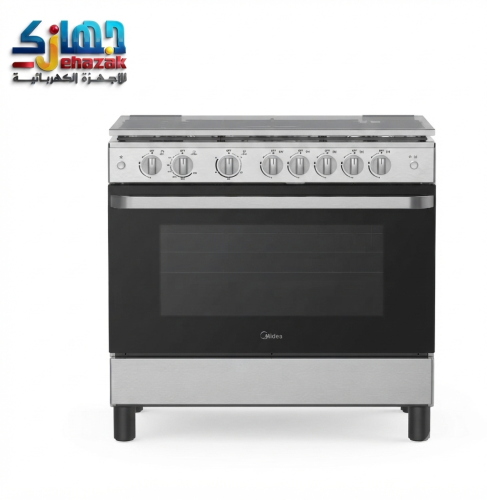 رن غاز ميديا 5 عيون 60×90 استيل جوانب سلفر ( شبك عريض ) موديل MFO-MG36LE(SS)K رقم الموديل : 121304125240005