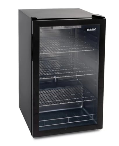 ثلاجة بيسك تبريد باب واحد 4.4 قدم زجاج اسود 126 لت...