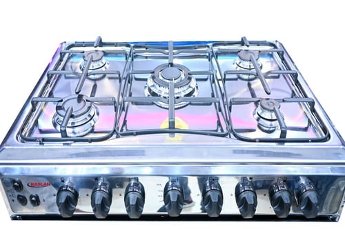 فرن غاز رسلان 5 عيون 60×90 استيل جوانب سلفر امان ك...