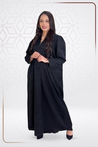 عباية تطريز كرستال قماش جاكار