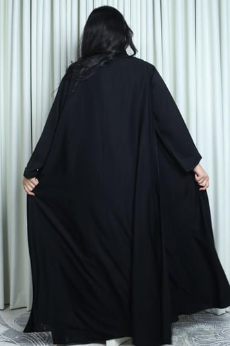 عباية فراشة تطريز اسود ناعم قماش حرير ياباني