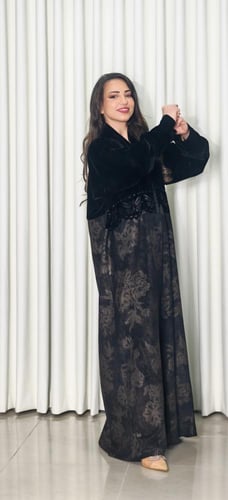 عباية شتوية شمواه مشجر مع تطريز ناعم