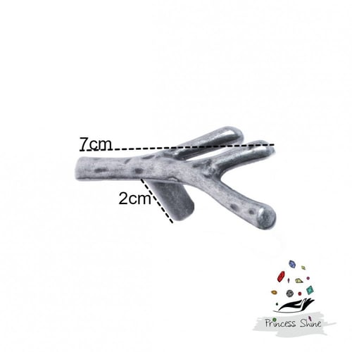 327 - مقبض فرع شجرة صغير فضي ( قطعتين )